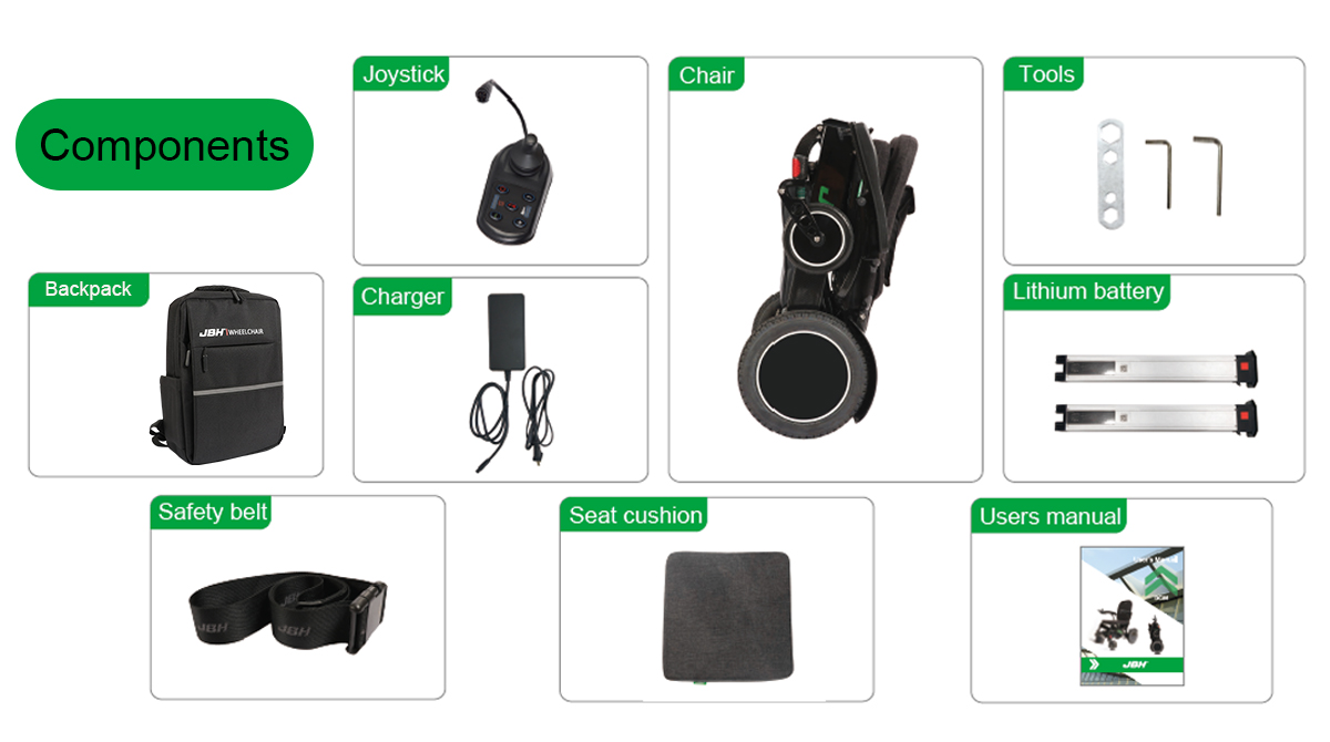 JBH karbon fiber elektrikli tekerlekli sandalye DC06